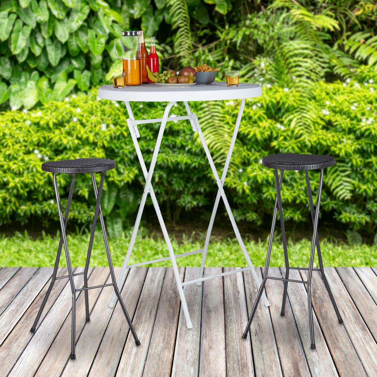 BARHOCKER - Schwarz, Kunststoff/Metall (32.5/80/29cm) - Relaxdays