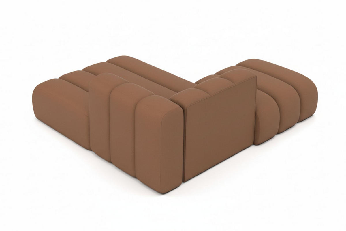 CHAISELONGUE Mit Hocker Grand, Veloursstoff Salvador, Dunkelbraun, Links - Dunkelbraun, Holz (204/179cm) - Kaiser Möbel