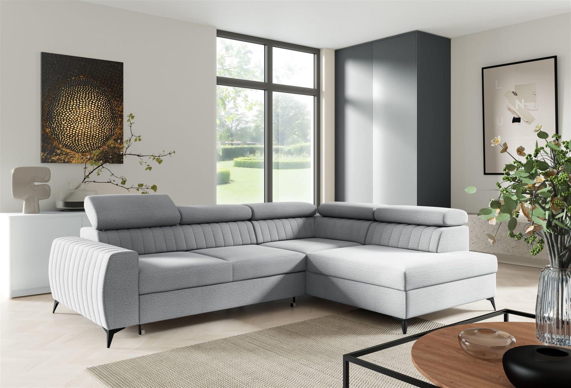 ECKSOFA Toronto - Hellgrau, Holzwerkstoff/Textil (270/200cm) - Fun Möbel