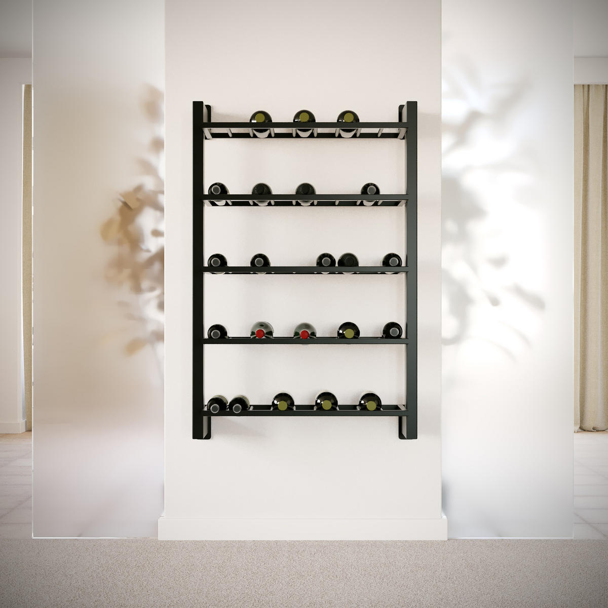 WEINREGAL Canary Metall,Schwarz, Für 45 Weinflaschen 120/80/30 cm - Schwarz, Metall (30/120/80cm) - Metalo Pro