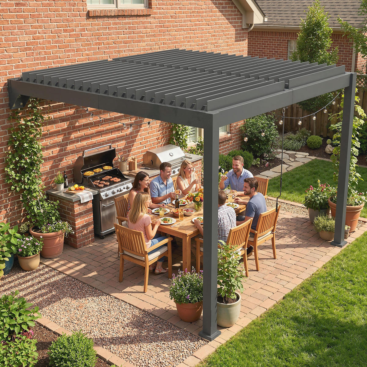 PERGOLA Aluminium Metall Dunkelgrau - Dunkelgrau, Metall (298/220/300cm) - Outsunny