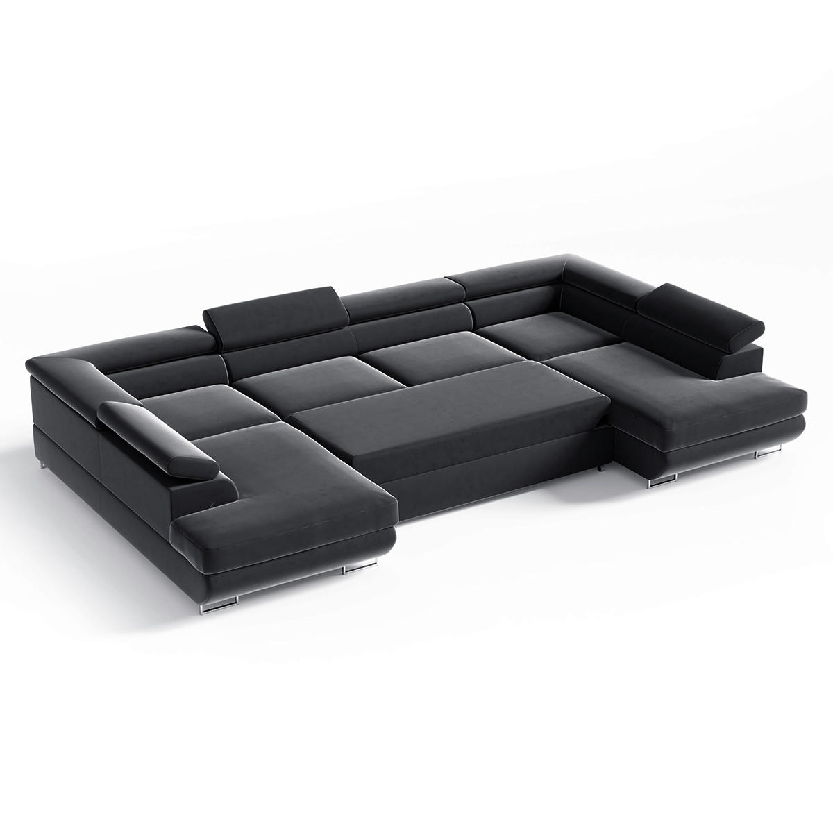 PANORAMASOFA Lyam 5 Sitzplätze Anthrazitgrau - Grau, Holzwerkstoff (335/72/201cm) - Petits-meubles