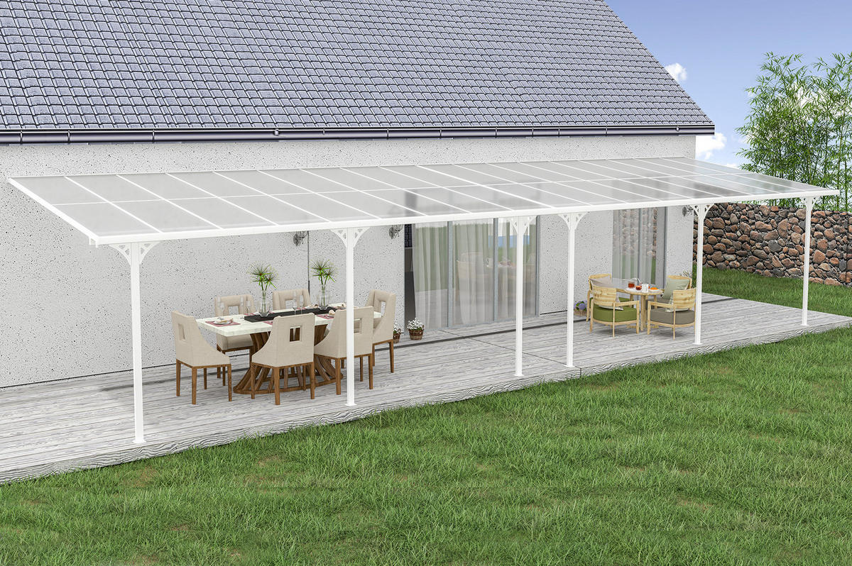PERGOLA / CARPORT Kleo Weiß 11m x 3m - Weiß, Metall (1112/270/300cm) - Cazeboo