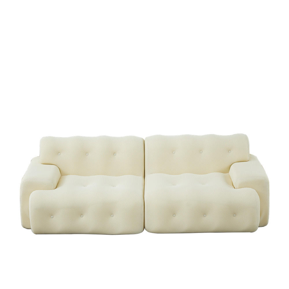 2-SITZER Sofa C Geschwungenes Design 224x104cm Beige - Beige, Textil (104/66/224cm) - Raelunyi