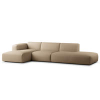 ECKSOFA mit Chaiselongue - Taupe/Schwarz, Kunststoff/Textil (290/173cm) - home24