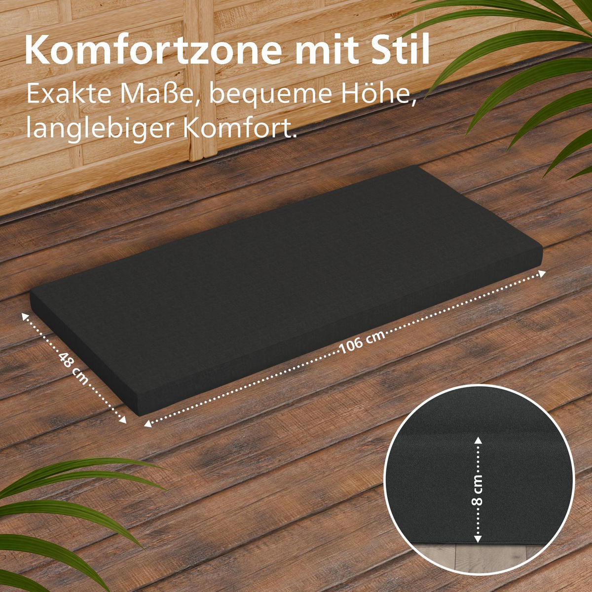 GARTENBANK 120/61 cm Holz Dunkelgrau - Dunkelgrau, Holz (120/93/61cm) - CLP