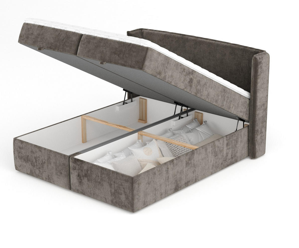 BOXBETT Passion Dunkeblraun 140/200 cm mit Matratze und Topper - Dunkelbraun/Schwarz, Holz/Holzwerkstoff (140/200cm) - Maison de Reve