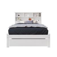BETT 90/200 cm Weiß aus Massivholz mit Bücherregal-Kopfteil und Schubladen - Weiß, Holz (90/200cm) - OKMYHOME