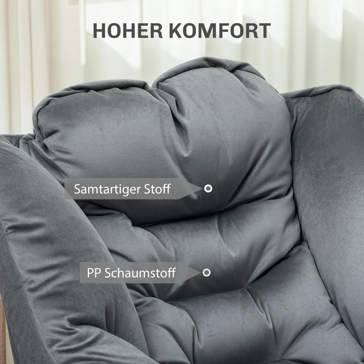 SESSEL mit Seitentasche, Grau - Grau, Textil (80/100/78cm) - HOMCOM