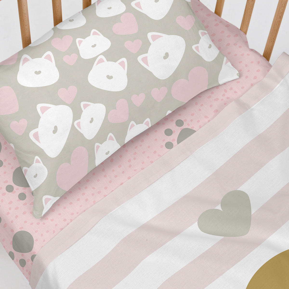 BETTWÄSCHE 2er-Set teiliges kitty 120x180 cm (kinderbett) mehrfarbig - Multicolor, Textil (120/180cm) - Happy Friday