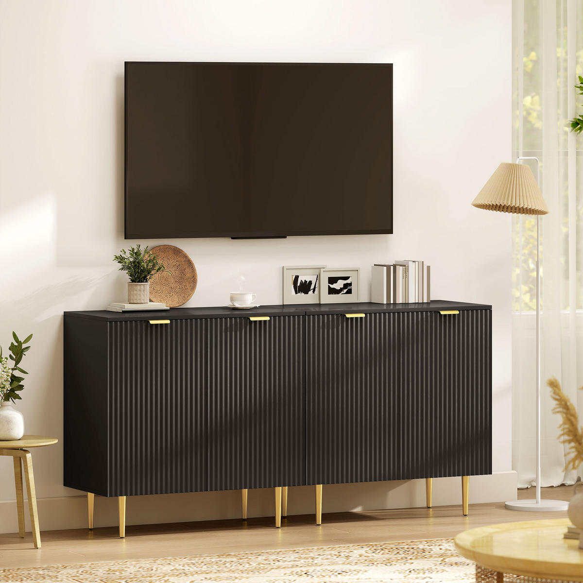 SIDEBOARD DE-11212 verstellbarer Boden Schwarz - Schwarz, Holzwerkstoff (80/80/40cm) - ComfortXL