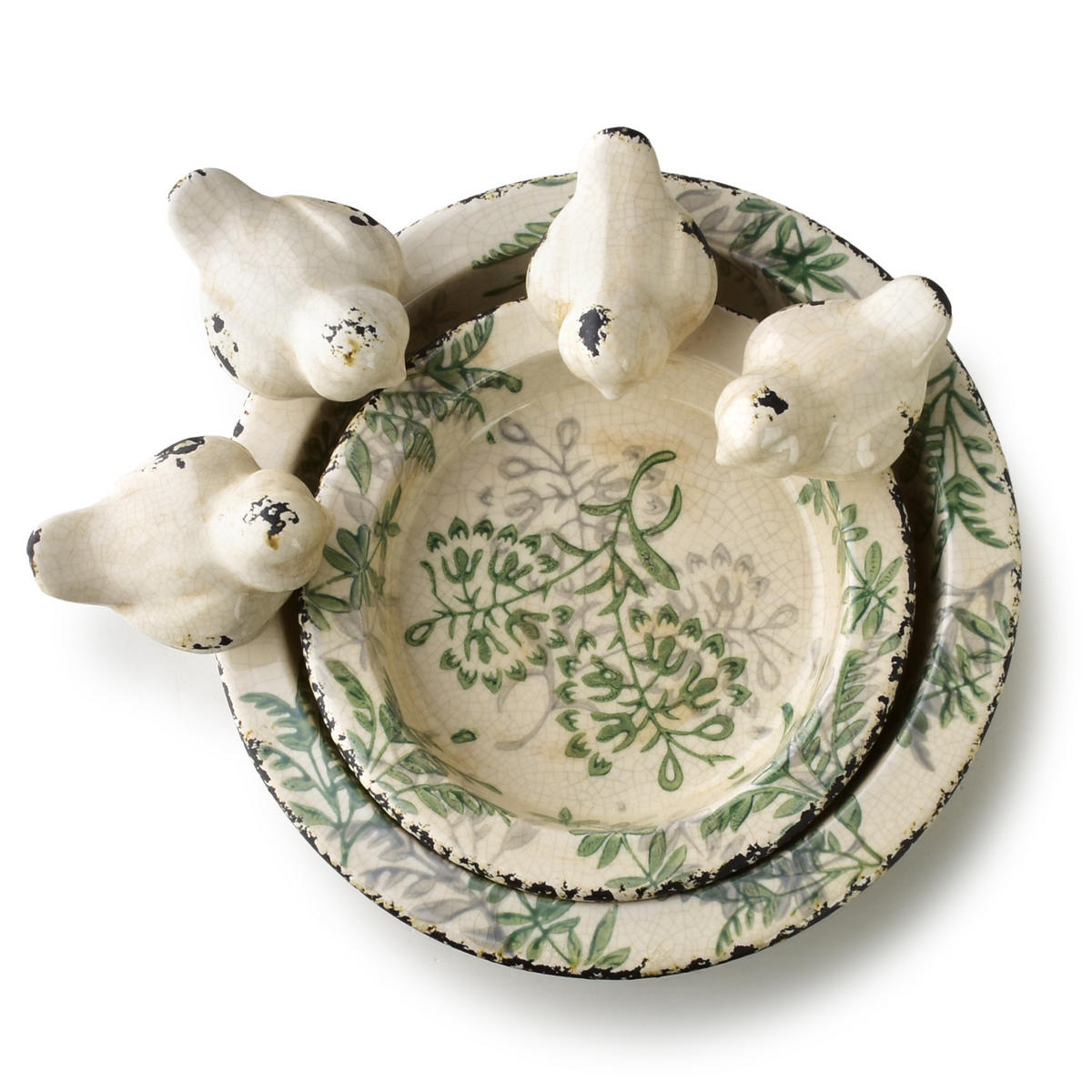 VOGELTRÄNKE Crocket beige 29/25/11 cm Keramik - Grün, Keramik (29/11/25cm) - Mondex