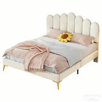 POLSTERBETT 140x200 cm Jugendbett aus Samt mit Lattenrost, beige - Beige/Naturfarben, Holz/Metall (140/200cm) - PARAFTA HOME