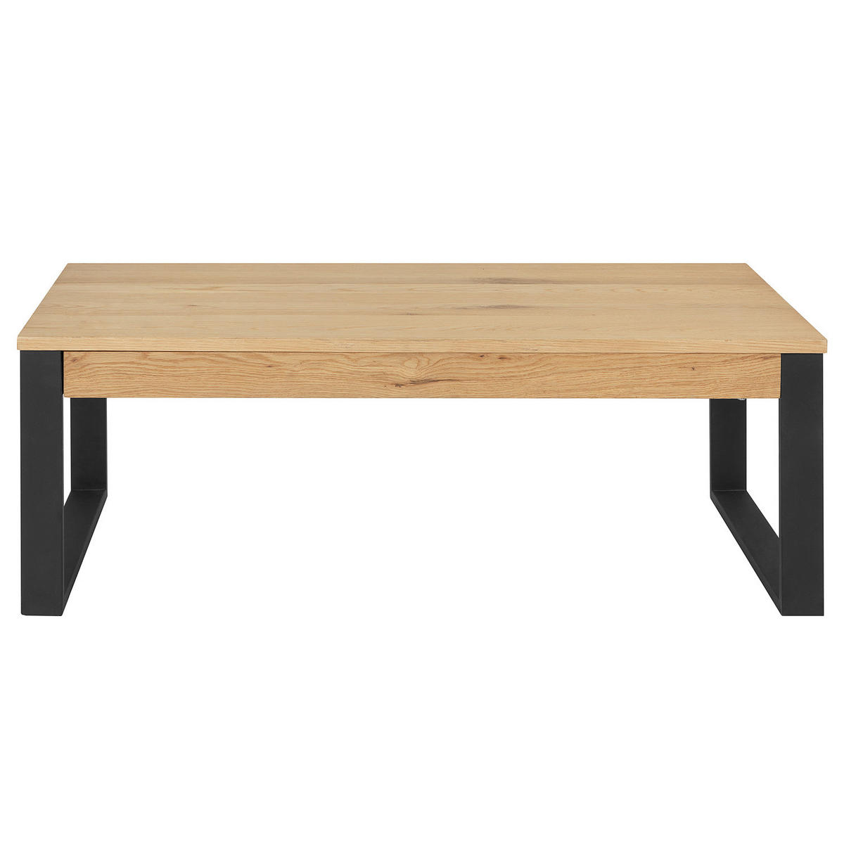 MASSIVER COUCHTISCH - Massivholz Eiche / Metall - Eichefarben, Holz/Metall (60/115/42cm) - home24