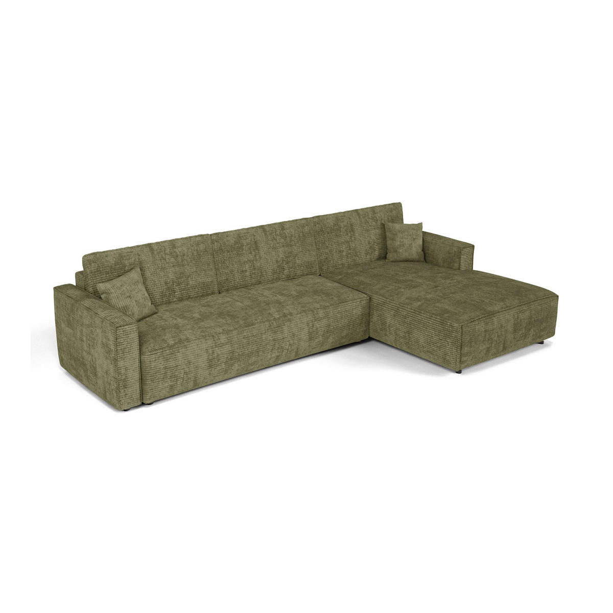 ECKSOFA rechtwinklig Cord Olivgrün 297cm - Olivgrün/Grün, Textil (297/167cm) - Premium Interiors