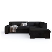 ECKSOFA mit Schlaffunktion Cordstoff MILENZO Schwarz Rechts - Schwarz, Holz (260/175cm) - Bromarkt
