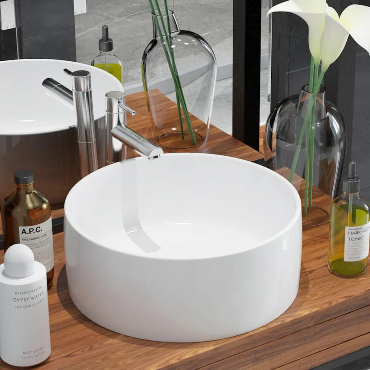 WASCHBECKEN Rund Keramik Weiss 40/15 Cm - Weiß, Keramik (40/15/40cm) - vidaXL
