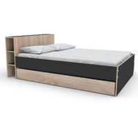 BETT RIGA MIT SCHUBLADEN/ Bett 140x190 - Schwarz und Gebleichte Eiche Dekor - Schwarz, Holzwerkstoff (140/190cm) - Weber Industries