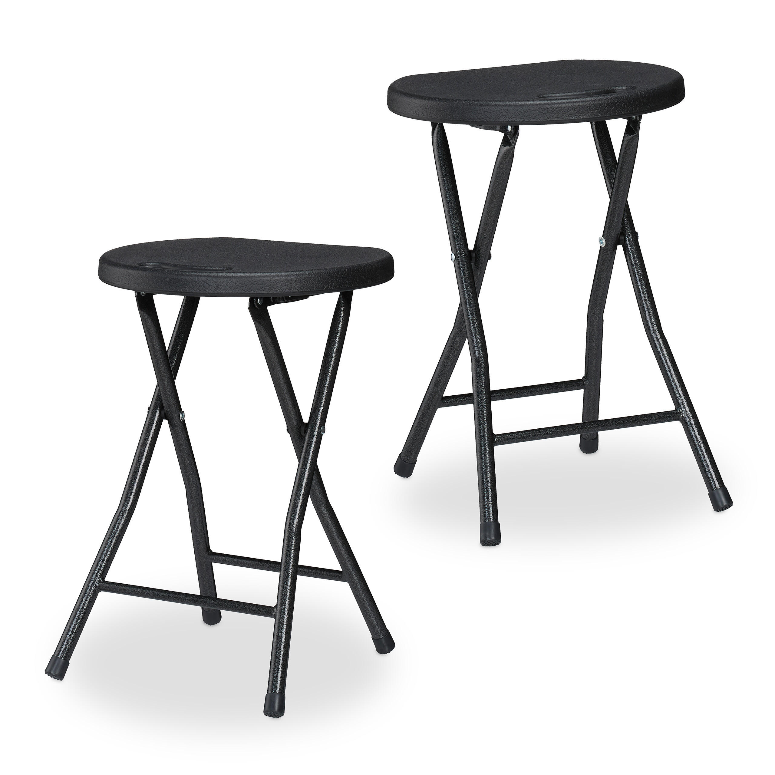 2XSKLÁDACÍ stolička - černá, kov/plast (31/46/30cm) - Relaxdays