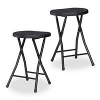 2XSKLÁDACÍ stolička - černá, kov/plast (31/46/30cm) - Relaxdays