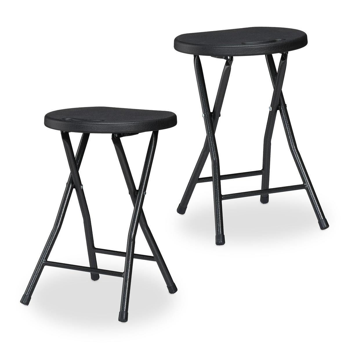 2XSKLÁDACÍ stolička - černá, kov/plast (31/46/30cm) - Relaxdays