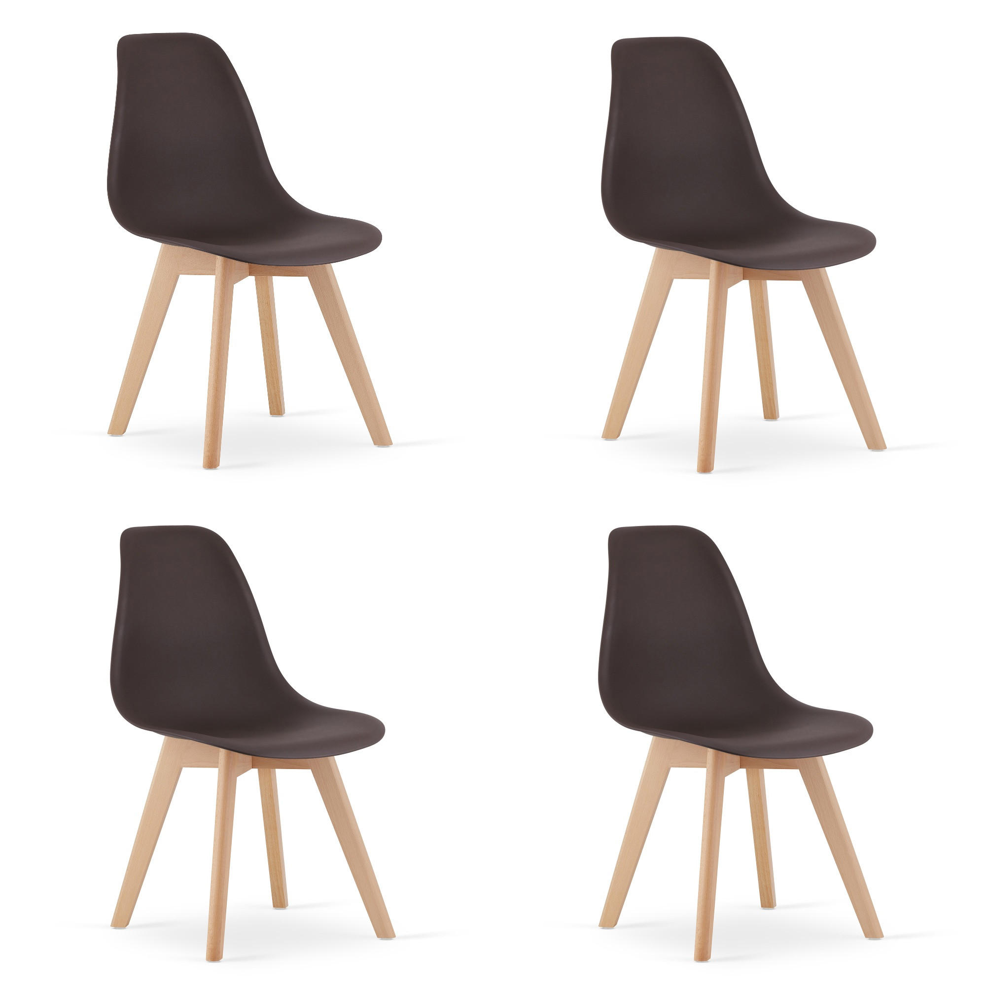 ESSZIMMERSTUHL 4-er Set KITO Kaffeesitz, natürliche Beine - Naturfarben/Braun, Kunststoff (46/80/54.5cm) - Valora