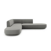 WENDBARES-ECKSOFA Miley aus Samt hellgrau 5 Sitzplätze - Hellgrau, Textil (248/248cm) - Micadoni