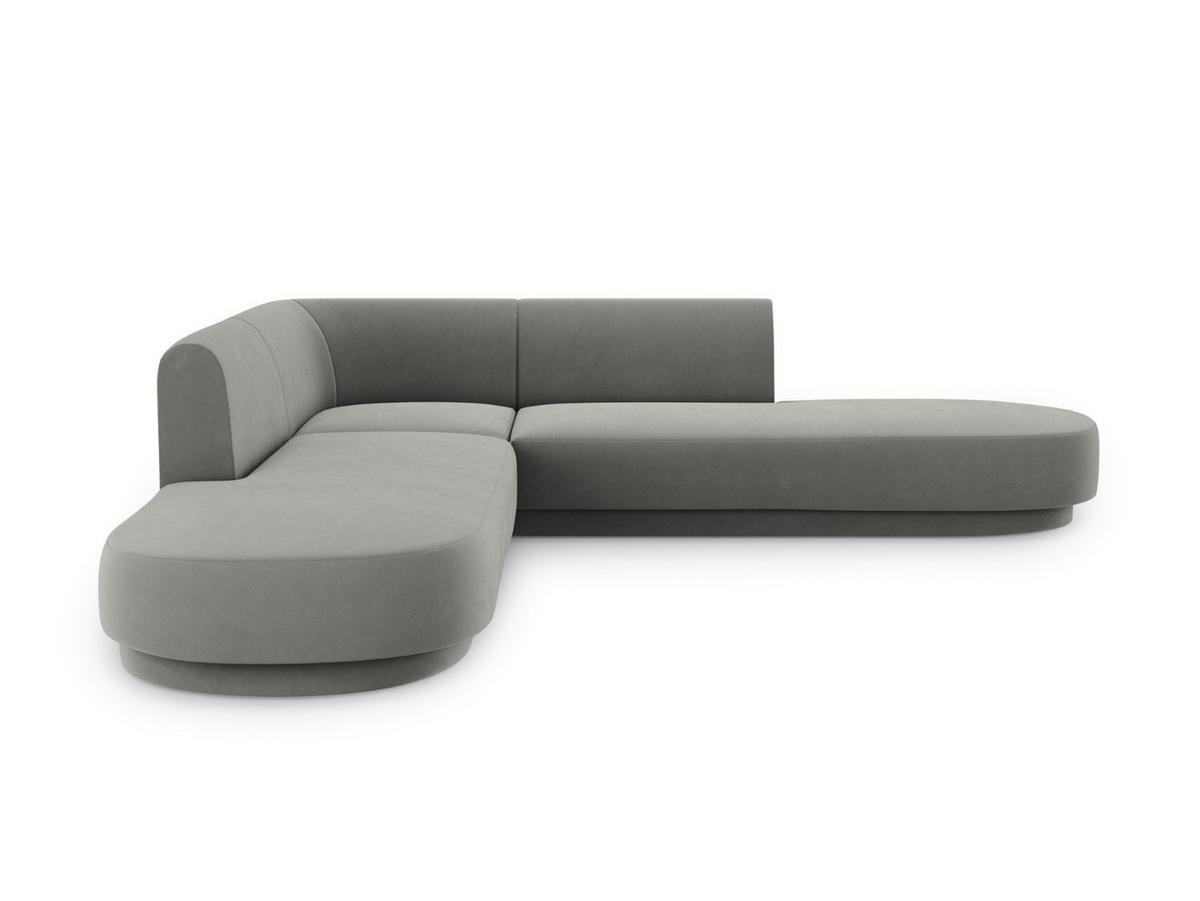 WENDBARES-ECKSOFA Miley aus Samt hellgrau 5 Sitzplätze - Hellgrau, Textil (248/248cm) - Micadoni