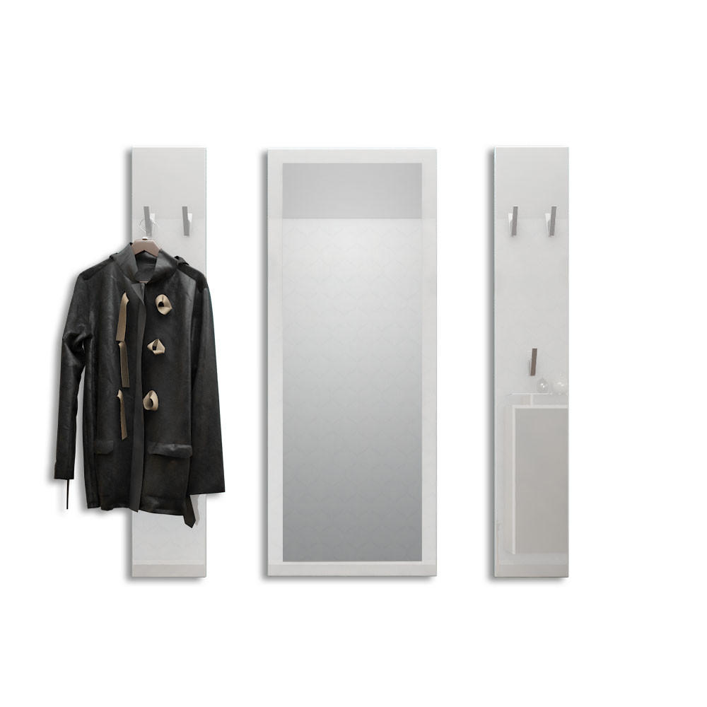Vladon Garderobe Weiß Hochglanz 120x140x2 cm
