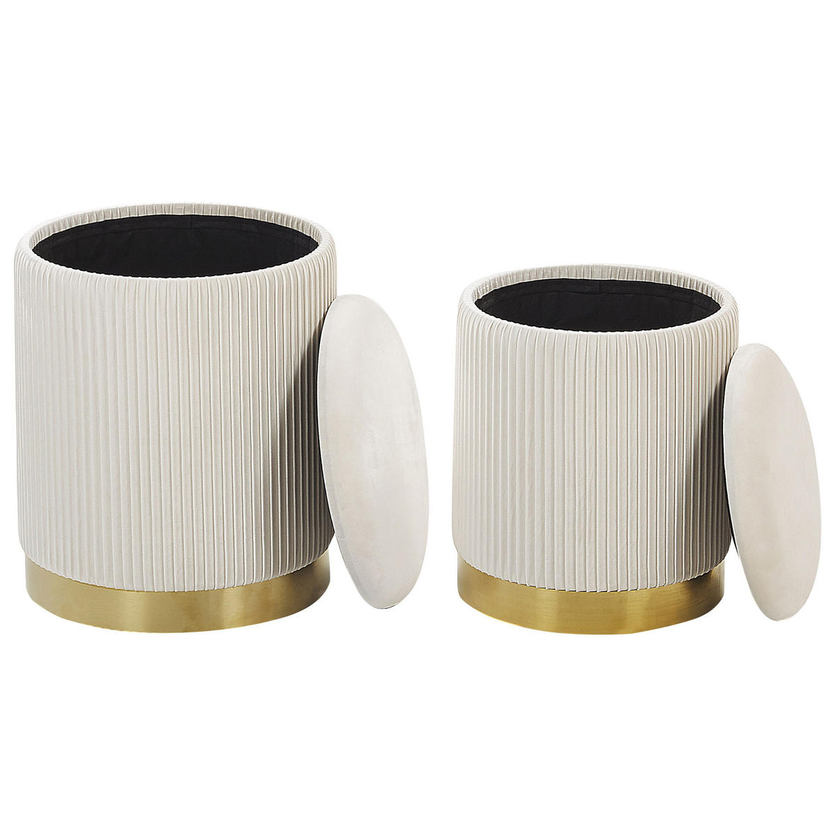 POUF Miramar 35-31/35-31/44-39 cm - alb, material textil (35/44/35cm) - Beliani