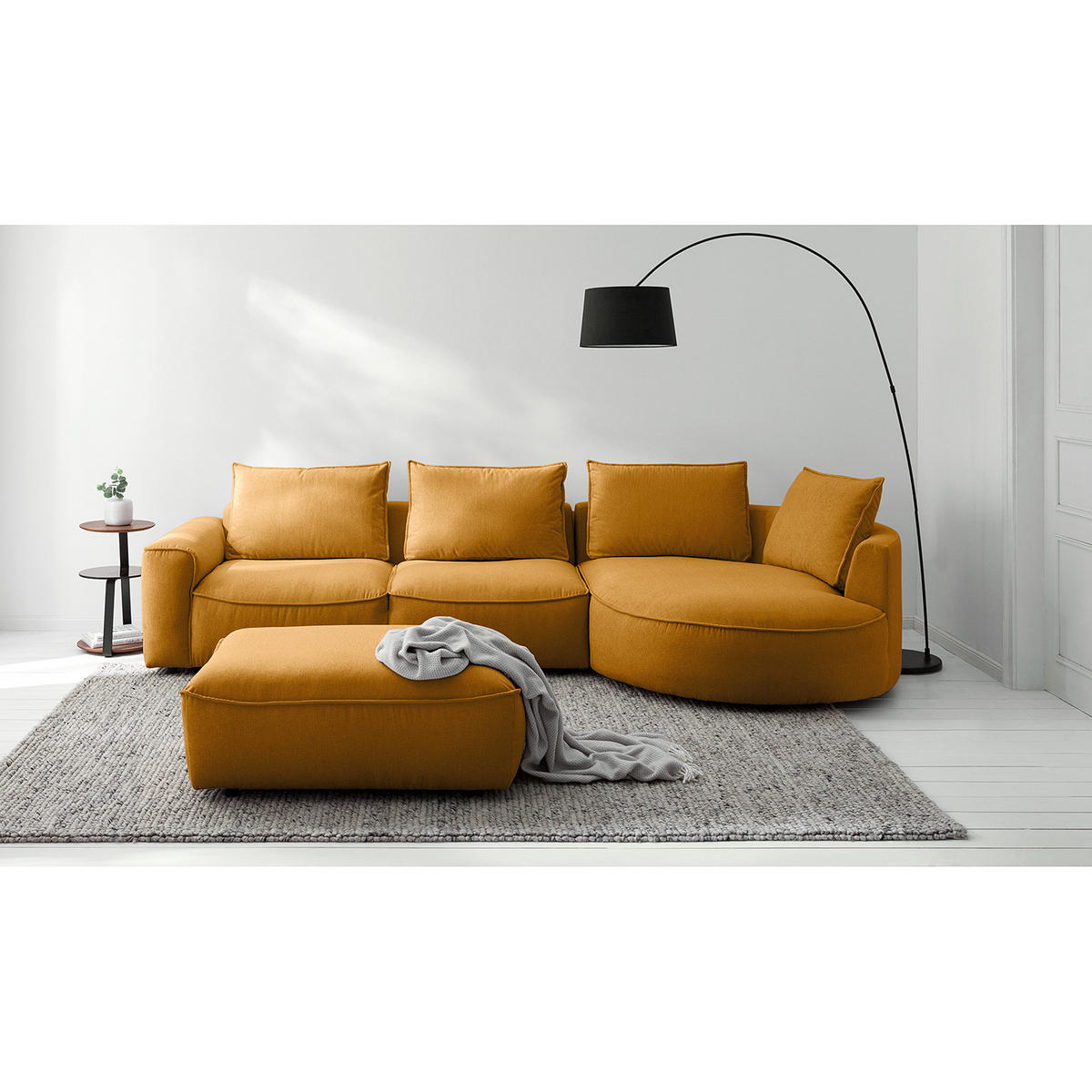 POLSTERHOCKER - Schwarz/Orange, Holz/Kunststoff (103/42/90cm) - home24