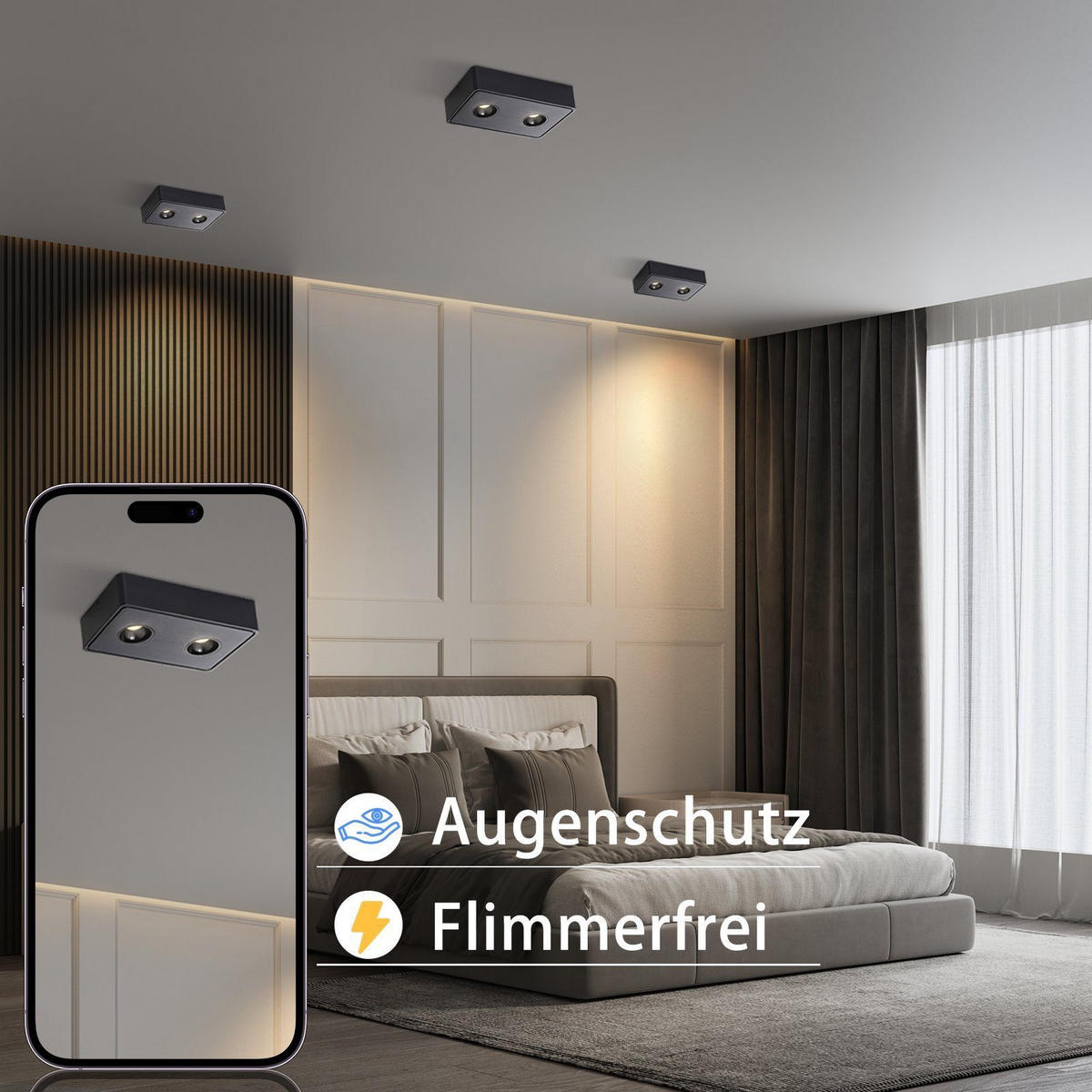 LED-DECKENLEUCHTE Traum 23/14/6 cm - Schwarz, Metall (23/14/6cm) - Nettlife