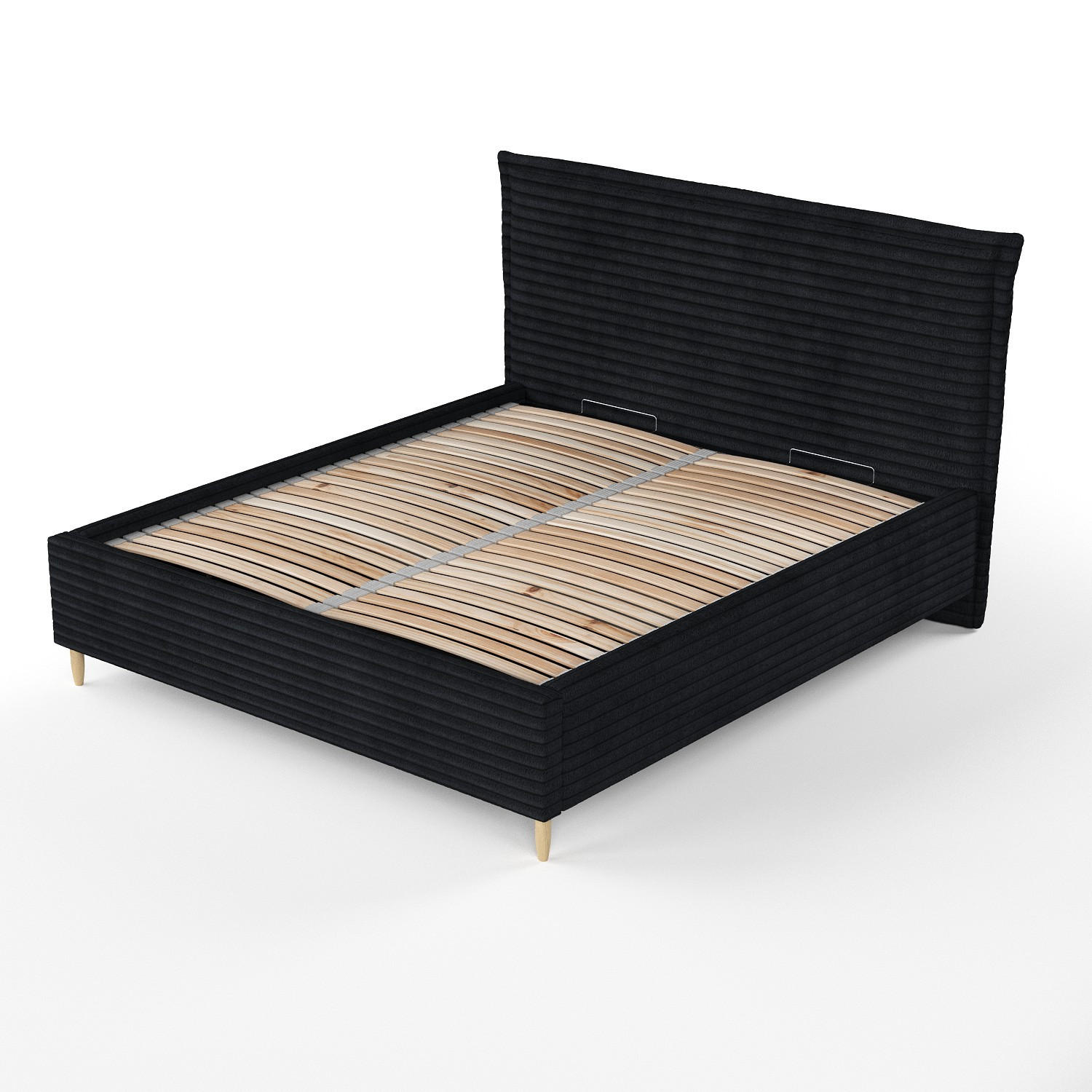 POLSTERBETT Cape Cod Schwarz 160/200 cm im Samtstoff - Schwarz/Naturfarben, Holz/Holzwerkstoff (160/200cm) - Maison de Reve