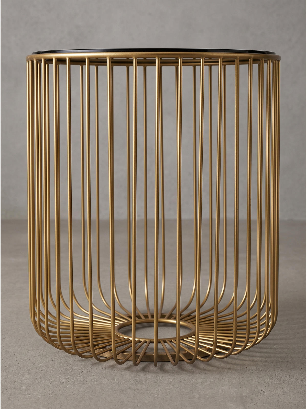 BEISTELLTISCH DENIA, Einscheiben-Sicherheitsglas, Schwarz-Gold, Ø 40 x 47 cm - Goldfarben, Glas/Metall (40/40/47cm) - KADIMA DESIGN