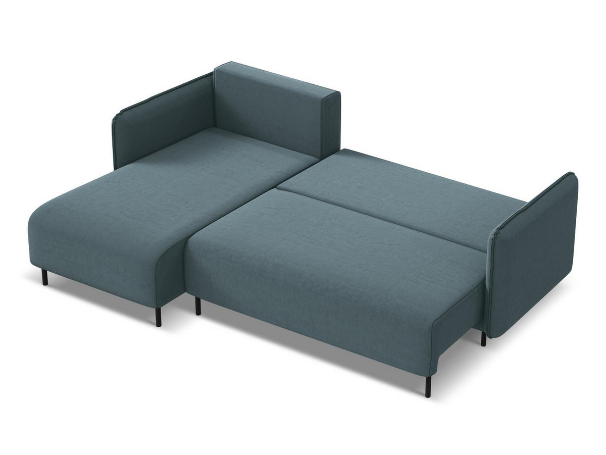 ECKSOFA mit Schlaffunktion Samt Stoff Blau - Blau/Petrol, Holz/Textil (162/236cm) - Makamii