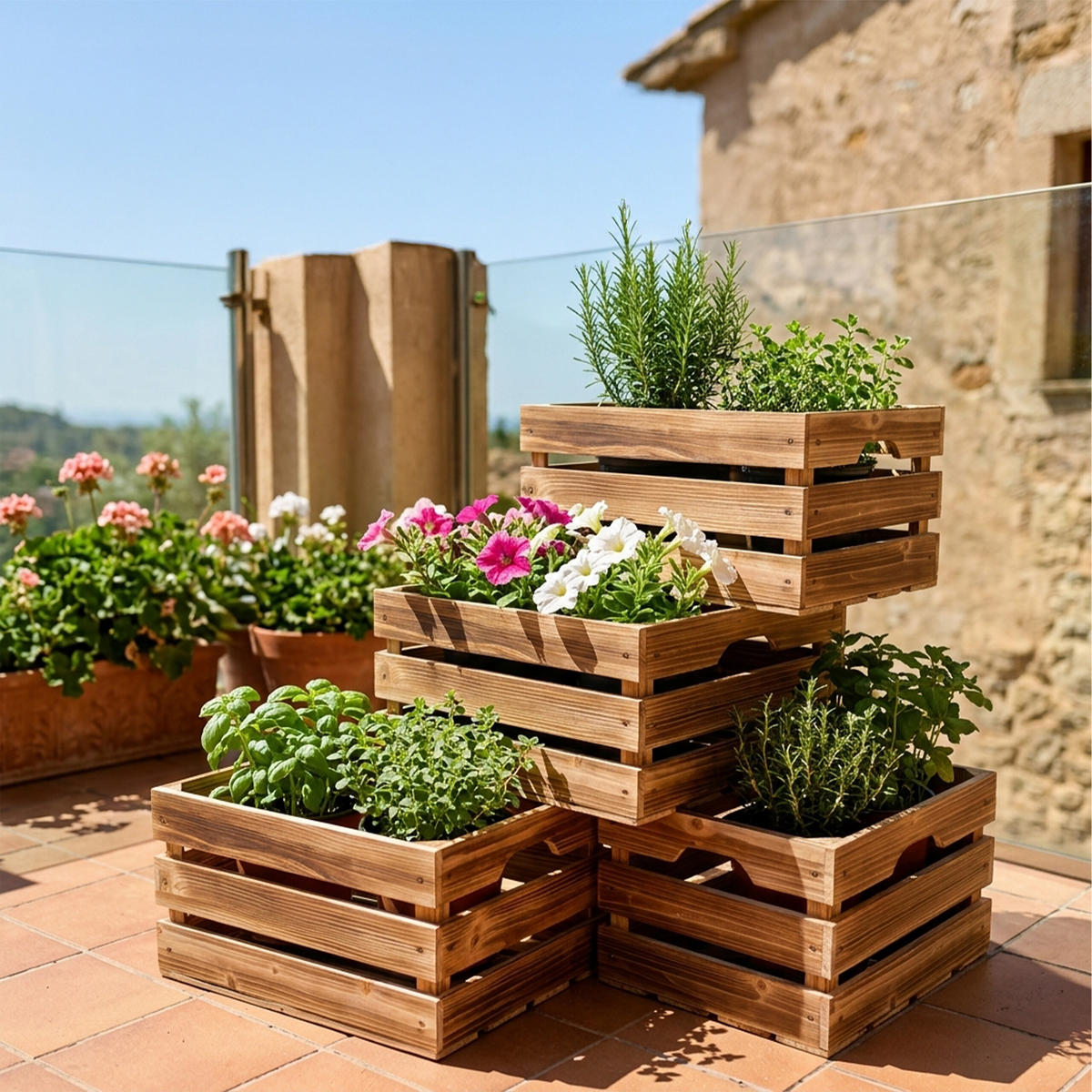ZABOJ ožgan 3-delni-set - rjava, les (40/25/30cm) - Relaxdays
