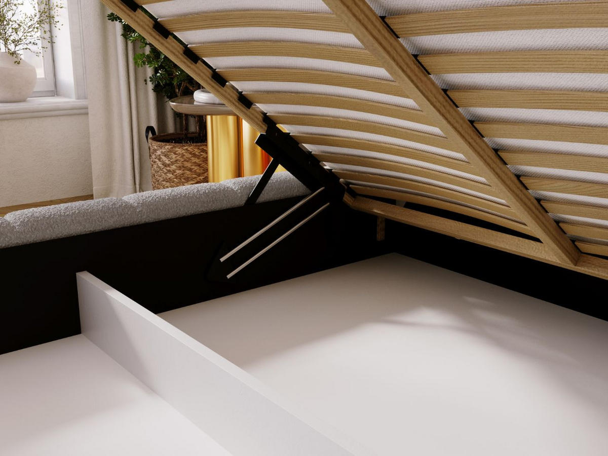 POLSTERBETT Alicante Bouclé-Stoff 160x200 Hellgrau - Hellgrau, Textil (160/200cm) - Graingold