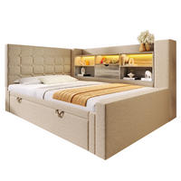 POLSTERBETT 90/200 cm Beige aus Leinen mit Ausziehbett - Beige, Textil (90/200cm) - OKMYHOME