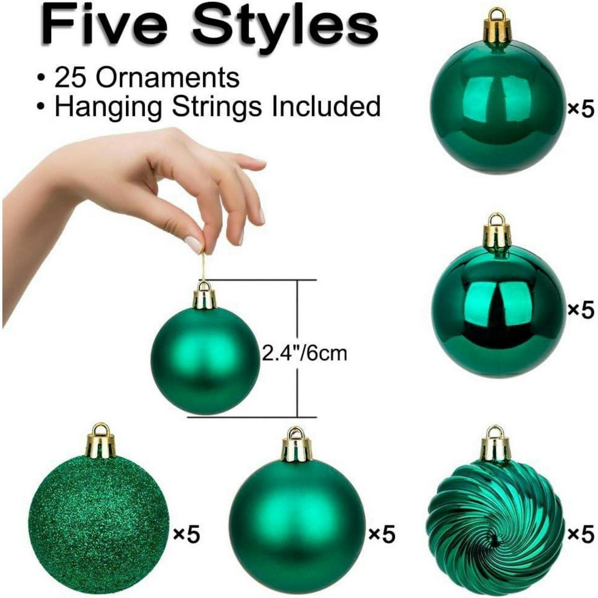WEIHNACHTSKUGELN 25-teiliges Set 6 cm Dunkelgrün Bruchsicher Kunststoff - Grün, Kunststoff (6/6/6cm)