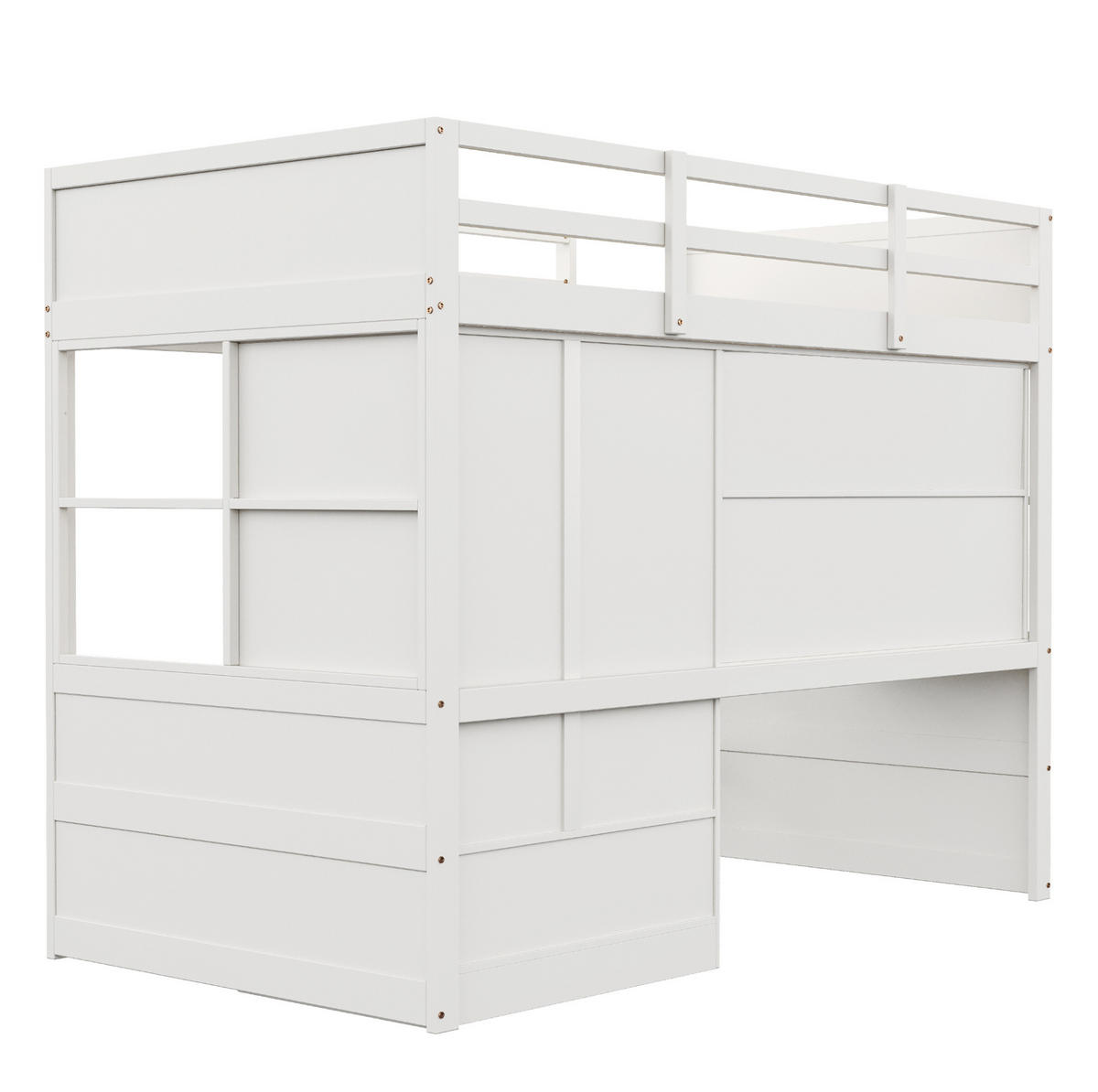 HOCHBETT 90/200 cm aus Holz mit Schreibtisch, Kleiderschrank und Schubladen Weiß - Weiß, Holzwerkstoff (90/200cm) - Modenvie