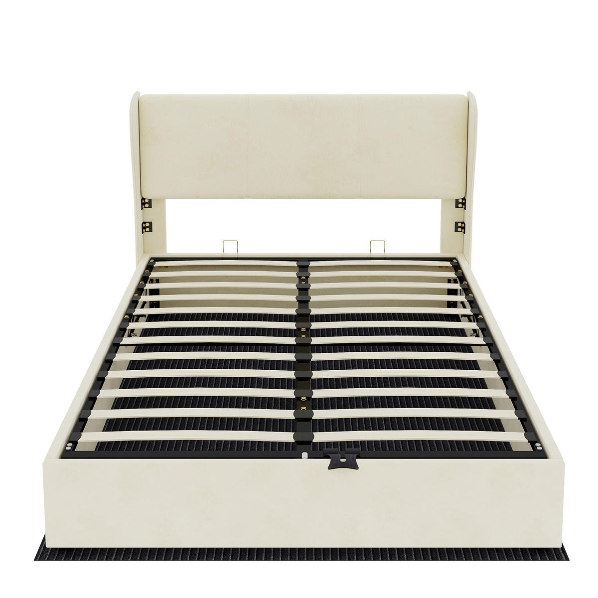 STAURAUMBETT 160/200 cm DE-32993 mit Gaslift-Stauraum und Matratze Beige - Beige, Metall (160/200cm) - ComfortXL