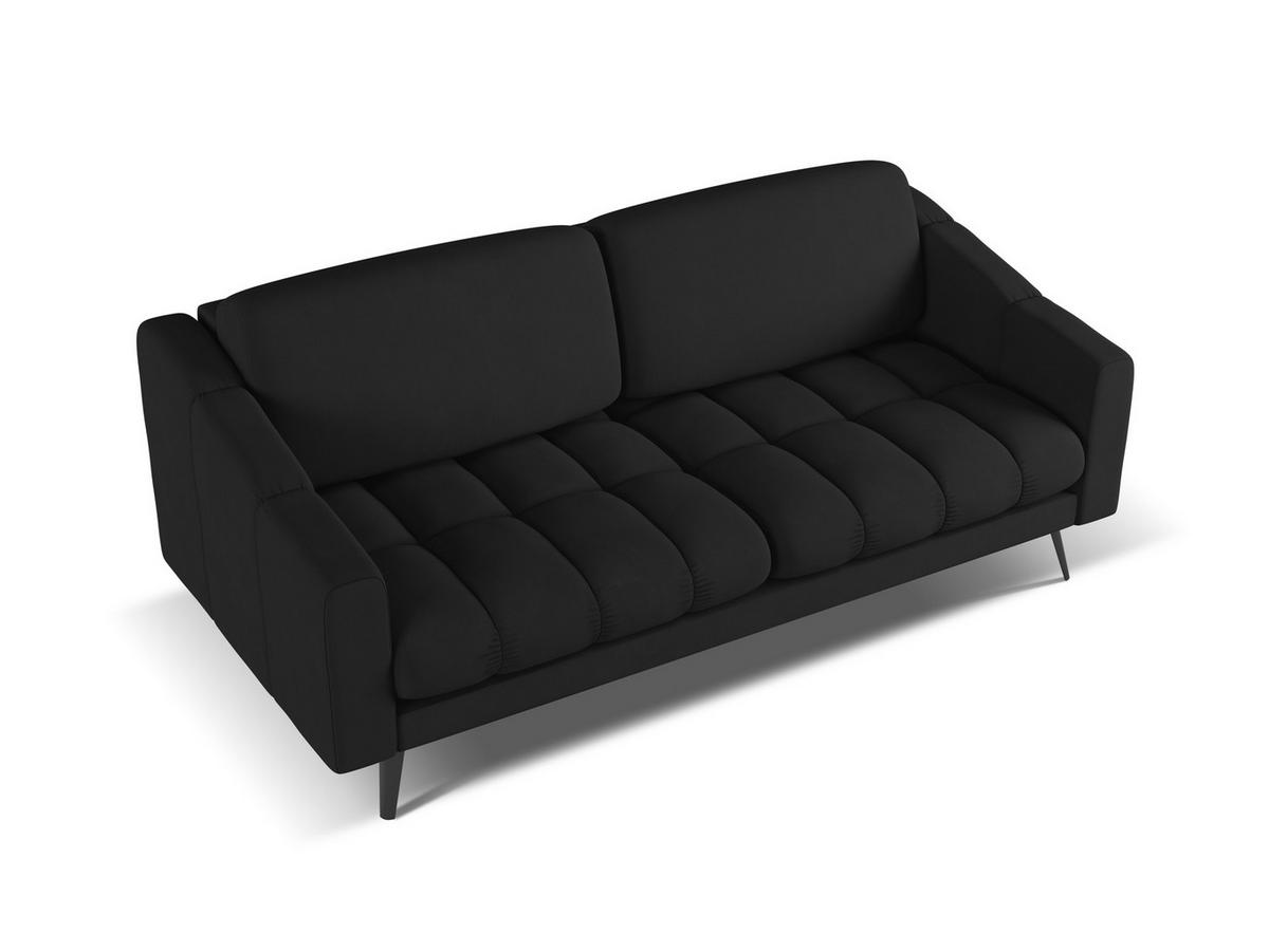 3-SITZER SOFA Chenille Stoff Schwarz - Schwarz, Textil/Metall (202/80/95cm) - Makamii