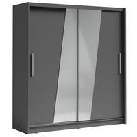 SCHIEBETÜRENSCHRANK Bergamo graphitgrau 205 cm / 62,5 cm / 215 cm - Graphitfarben/Grau, Holz/Holzwerkstoff (205/215/63cm) - Feldmann-Wohnen