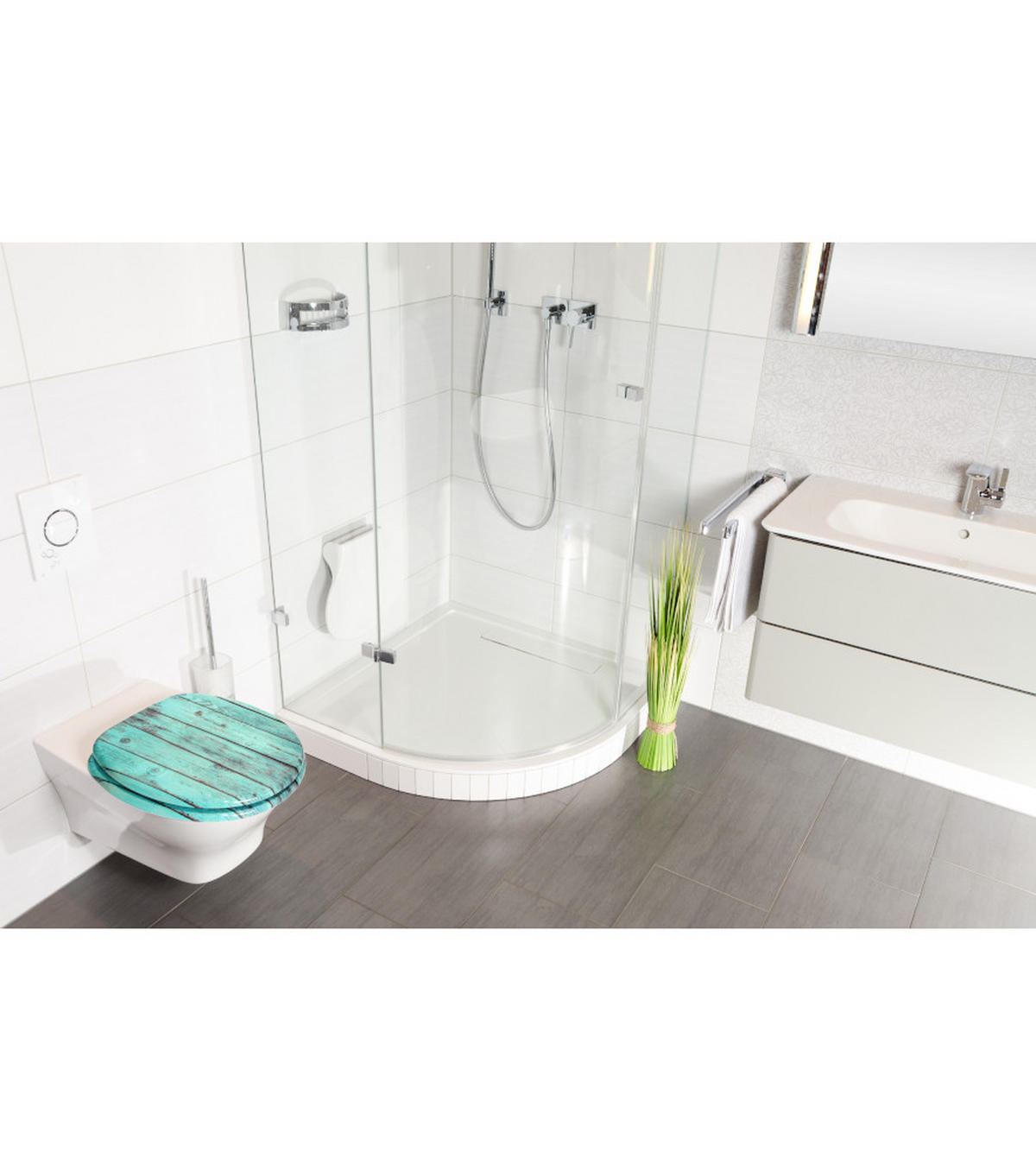 WC-SITZ Lumber - Türkis, Holzwerkstoff (38/6/47cm) - Sanilo