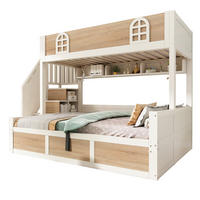 ETAGENBETT 90/200 cm & 140/200 cm in Weiß & Natur mit Stauraum, Regal und 4 Stufen - Weiß/Naturfarben, Holz/Holzwerkstoff (140/200cm) - WISHDOR