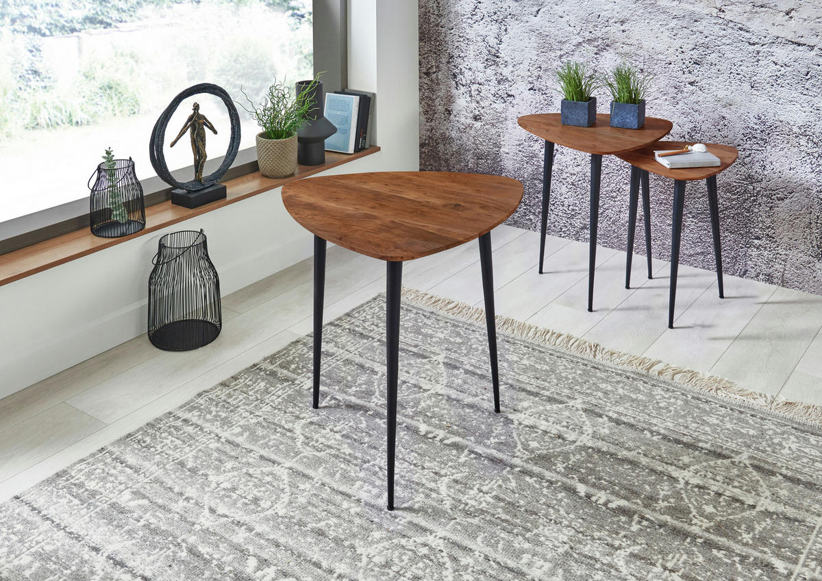 COUCHTISCH ELSA - Schwarz/Braun, Holz/Metall (60/60/57cm) - SAM