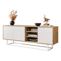 TV-ELEMENT SANAYI II mit Regalen Eiche Artisan/Weiß - Weiß, Holzwerkstoff (156/56/38cm) - Lookway