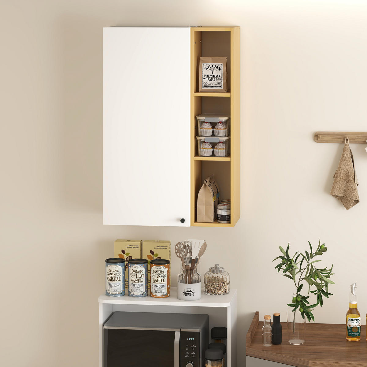 HÄNGESCHRANK Weiß, Holzfarbe 1 Stück - Weiß, Kunststoff (59.5/90/30cm) - GiPP