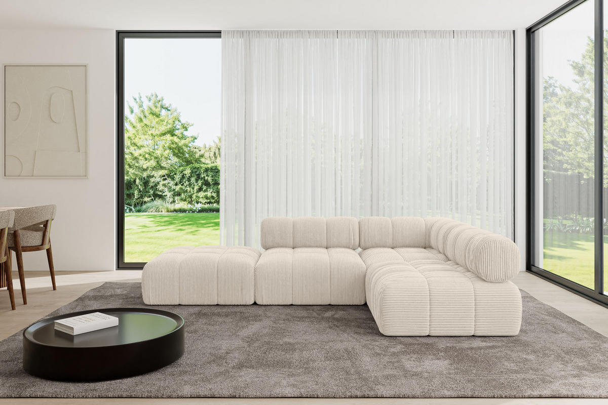 ECKSOFA modulares Sofa Favio-L1 - 285x190x70 cm Beige Cord - Beige, Holzwerkstoff/Textil (285/190cm) - ALTDECOR