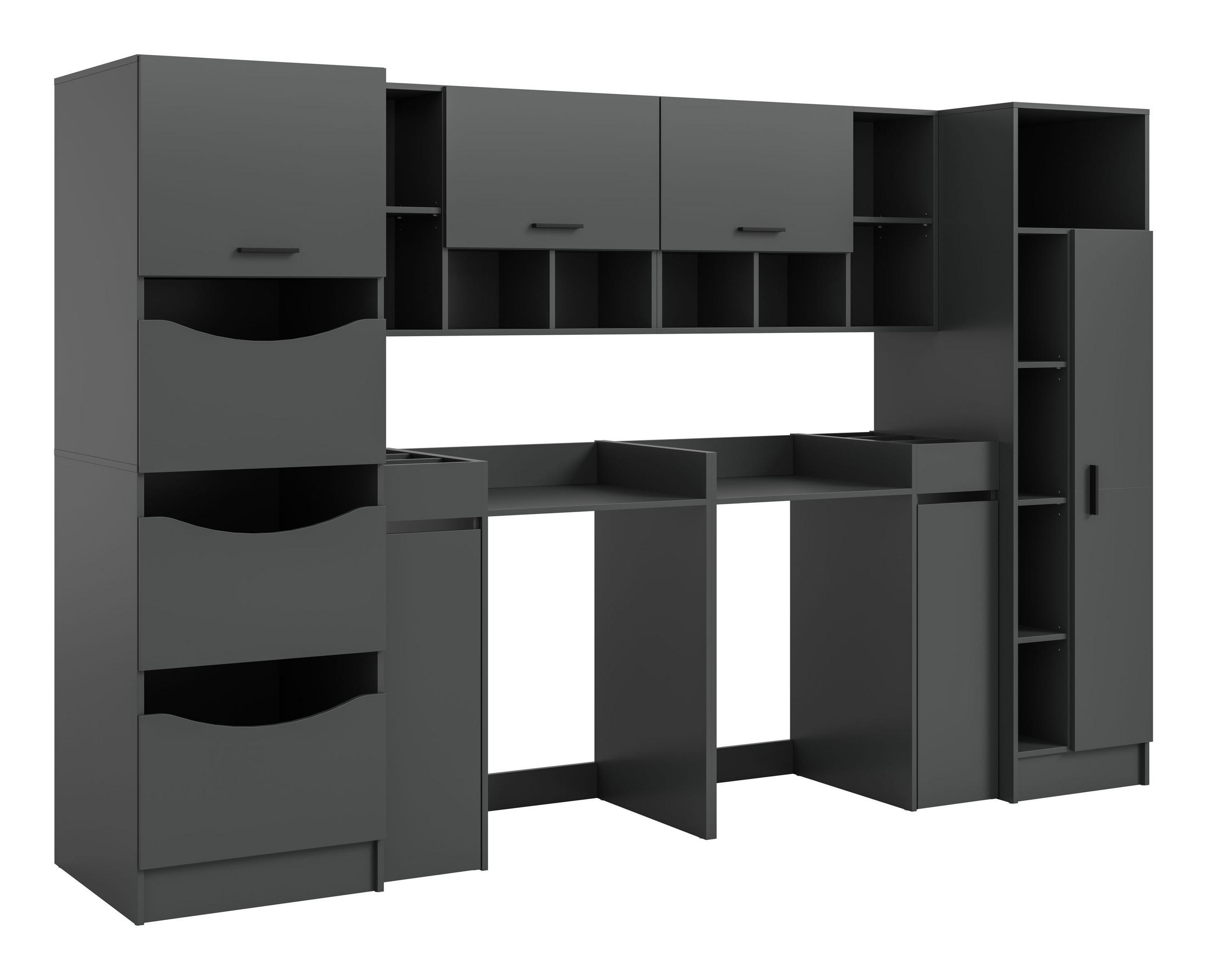 WASCHMASCHINENUMBAU Set FREE (B/H/T: ca. 300/195/68 cm) in anthrazit/anthrazit - Anthrazit, Holzwerkstoff (300/195/68cm)
